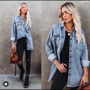 VICI - Boyd Pocketed Denim Shacket, Size M, EUC